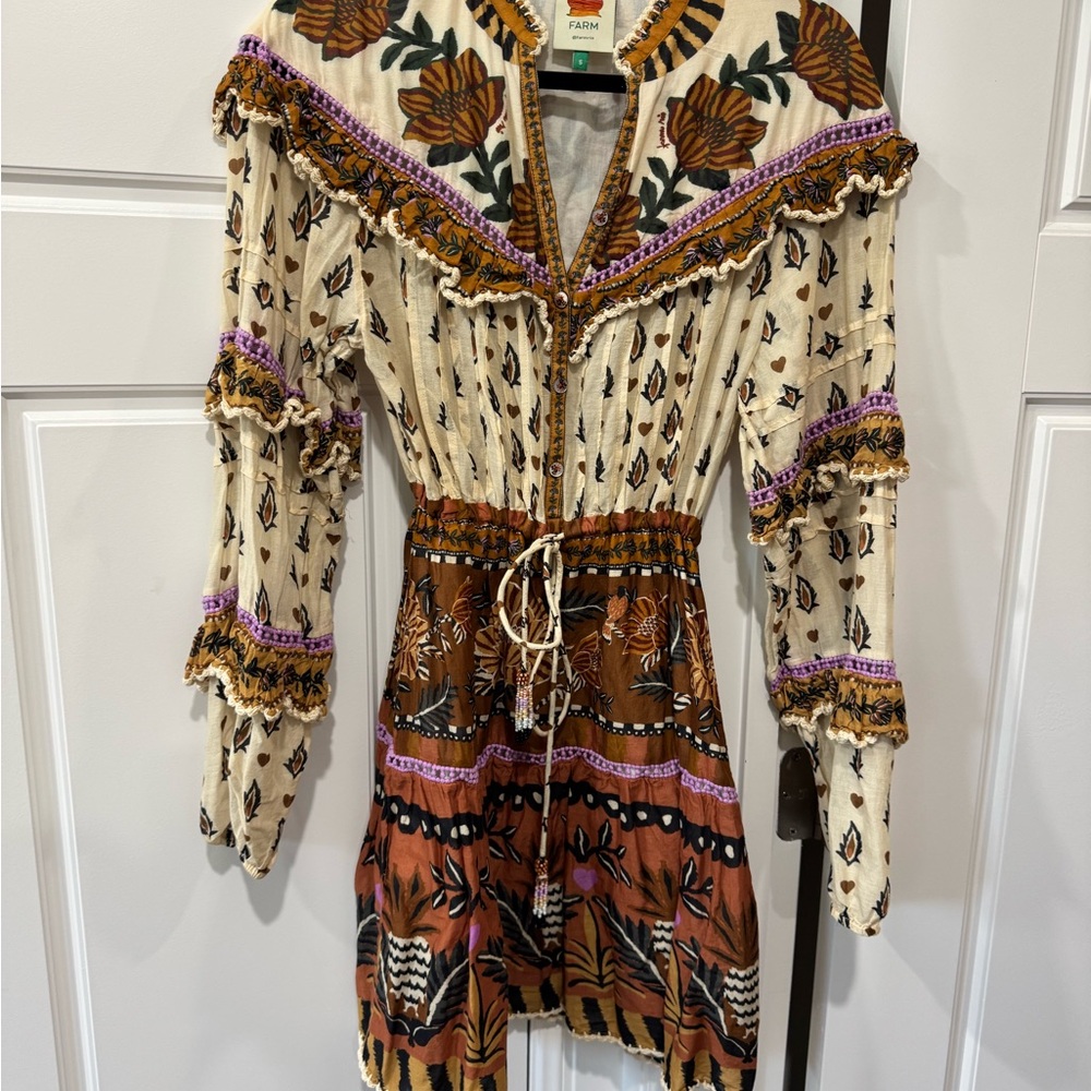 FARM Rio Multicolor Floral Dress with Bead Accent